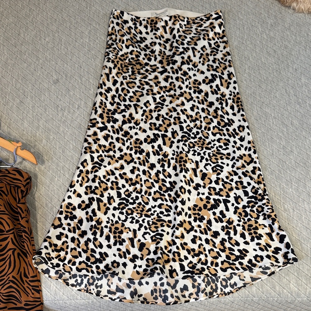 Babaton Black and Tan Animal Print A-Line Skirt